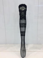 Cotton Club Couture Black Leavers Lace & Tulle Hold-ups