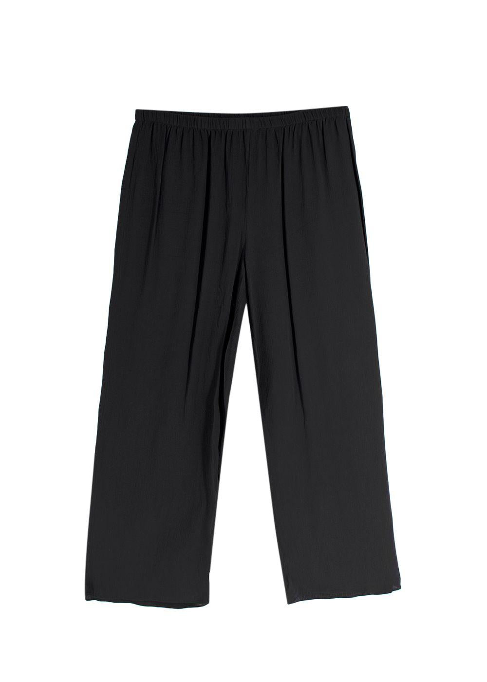Eileen Fisher Black Pleated Wide Leg Trousers