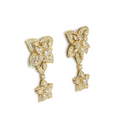Bespoke Yellow Gold Diamond Flower Drop Earrings