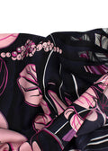 Hermes Navy and Pink Floral Print Silk Lightweight Open Scarf Blouse