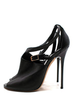 Jimmy Choo Black Leather Peep Toe Sandals