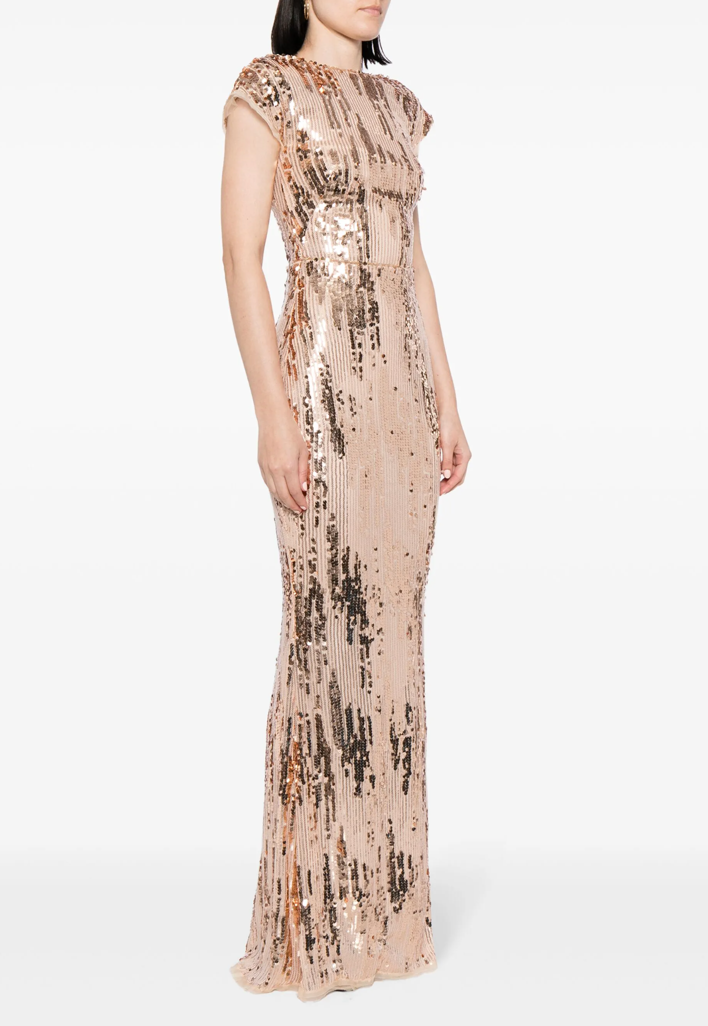Talbot Runhof Sequined Cap-Sleeve Gown