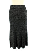 Proenza Schouler Black Metallic Ribbed Knit Midi Skirt