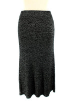 Proenza Schouler Black Metallic Ribbed Knit Midi Skirt