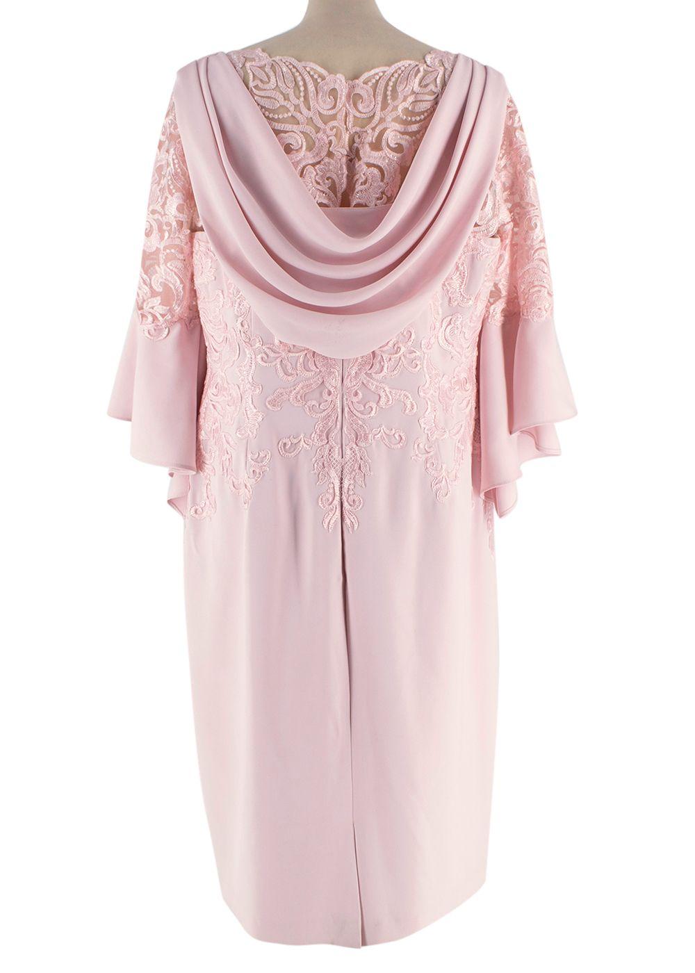 John Charles Pink Midi Dress with Lace Detail