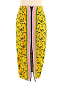 No.21 Yellow Floral Print Midi Skirt with Contrast Stripe Detail