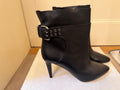 Jimmy Choo Black Leather Buckle Detail Ankle Boots