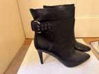 Jimmy Choo Black Leather Buckle Detail Ankle Boots