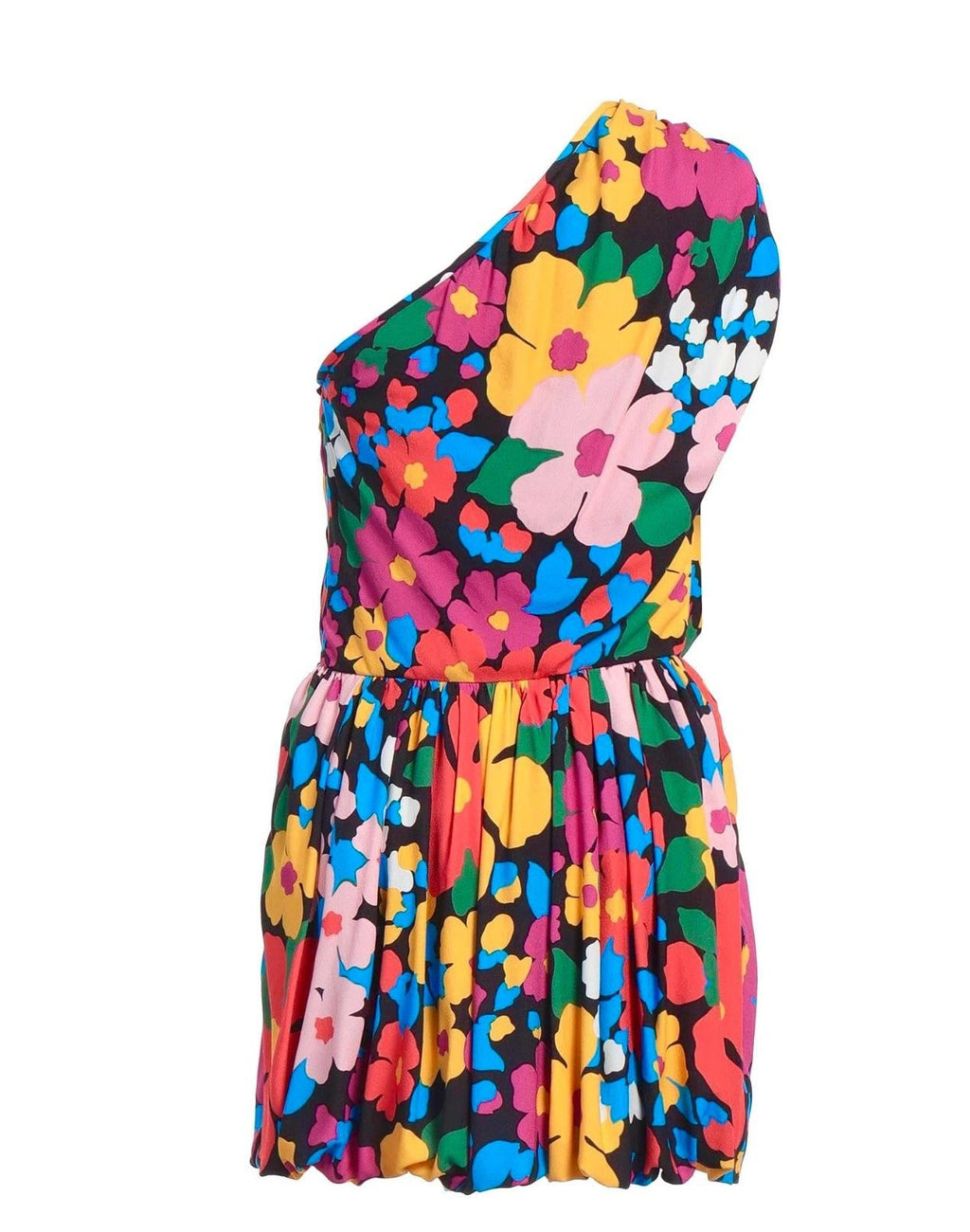 Saint Laurent Floral One Shoulder Mini Dress