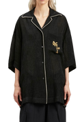 Palm Angels Black Soiree Logo Embroidered Bowling Shirt
