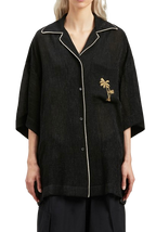 Palm Angels Black Soiree Logo Embroidered Bowling Shirt