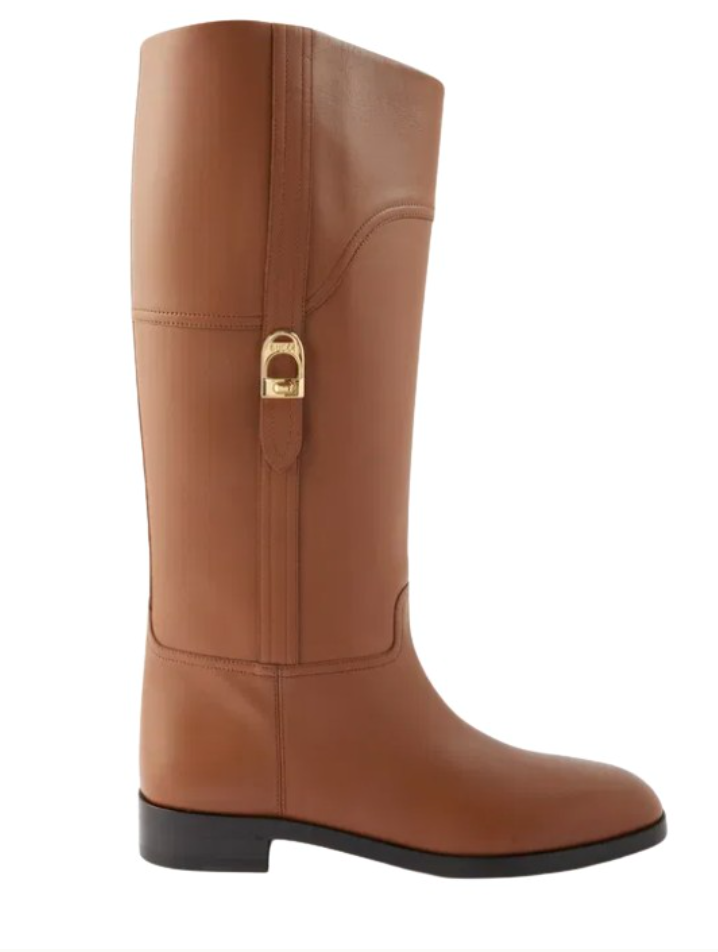 Gucci Tan Brown Leather Knee High Boots