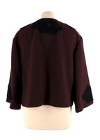 Dolce & Gabbana Chocolate Brown Jacket with Black Embroidery