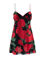 Saint Laurent Rose Print Silk Slip Dress