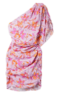 Isabel Marant Purple Patterned Off Shoulder Mini Dress