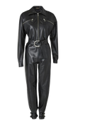 Dodo Bar Or Black Leather Barbara Belted Jumpsuit