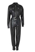 Dodo Bar Or Black Leather Barbara Belted Jumpsuit