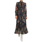 Zimmermann Silk Unbridled Tucked Dress In Ash Garden