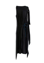 Loewe Black Pleated Asymmetric Contrast Stitch Maxi Dress
