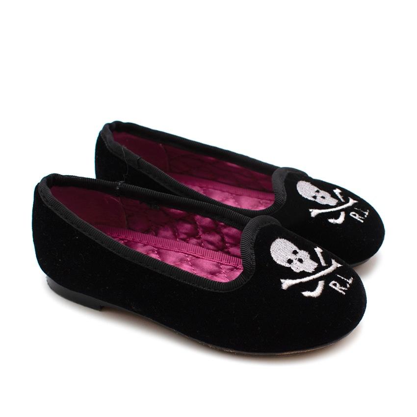 Ralph Lauren Black Velvet Skull Loafers