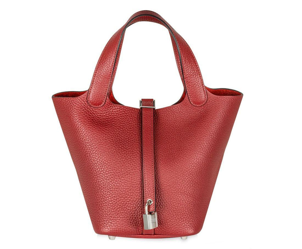Hermes Picotin 18 in Rouge Grenat Clemence Leather with Palladium Hardware