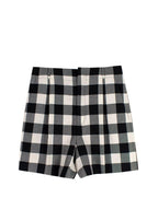 Dior Black and White Gingham High Waisted Wool Shorts