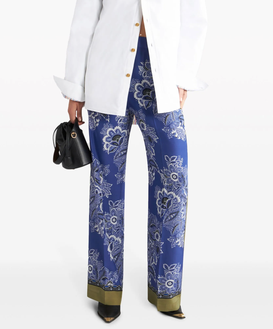 Etro Bandana-Print Straight-leg Silk Trousers