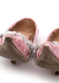 by Midnight pink satin, crystal & clear PVC heeled pumps