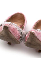 by Midnight pink satin, crystal & clear PVC heeled pumps