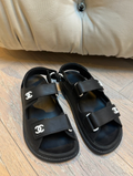 Chanel Black Rubber Dad Sandals
