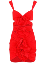Magda Butrym Red Floral Applique Mini Dress