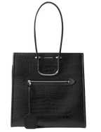 Alexander McQueen Black Tall Story Croc Embossed Leather Bag