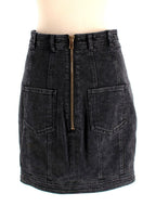 Balmain Black Denim Skirt with Gold Button Detail