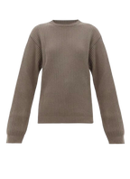 Rick Owens Brown Drop-Stitched Ribbed-Cotton Sweater