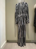 black & silver wrap front dress