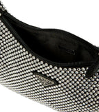 Black Satin Crystal Embellished Re-Edition 2000 Mini Bag