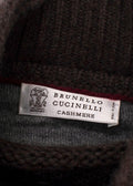 Brunello Cucinelli Brown Cashmere Intarsia Knit Cardigan