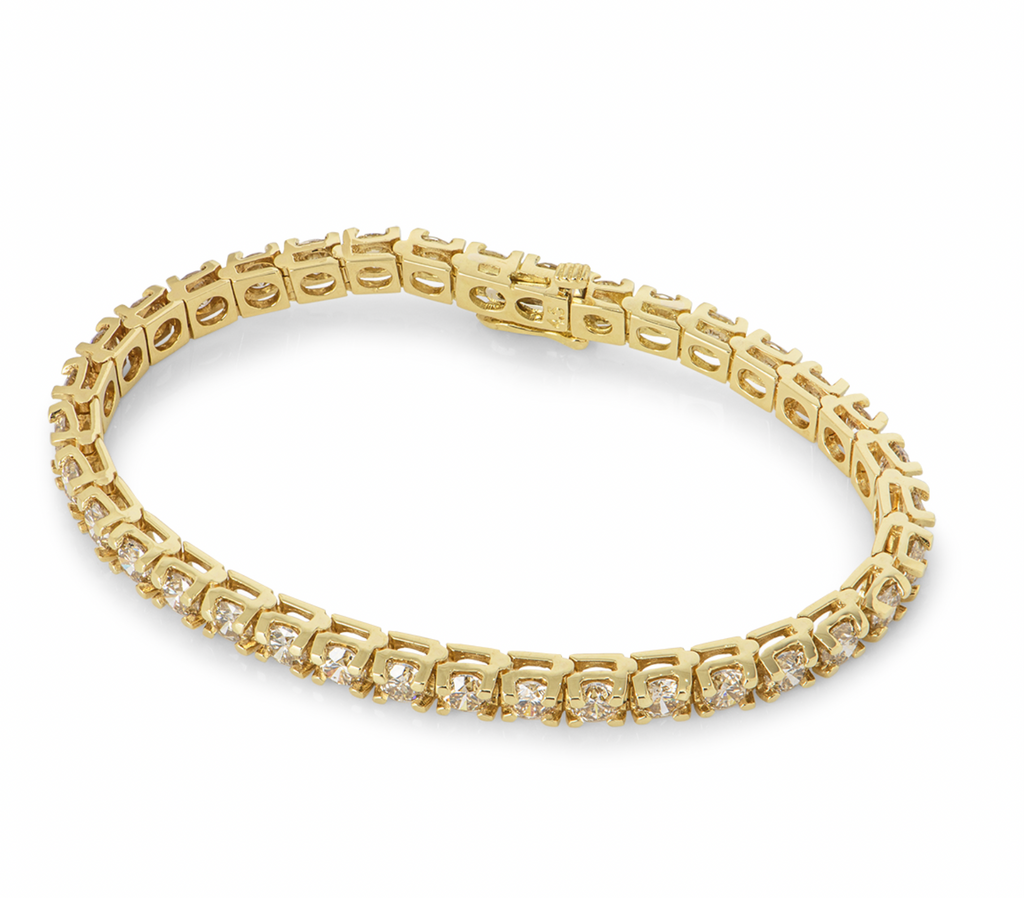 18ct yellow gold & white diamond line bracelet 10.8ct TWD