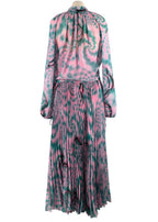 Brandon Maxwell Pink and Teal Pleated Silk  Dress