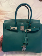 Hermes HSS  Birkin 30 in Malachite and Anenmone Epsom Leather with Brushed Palladium Hardware