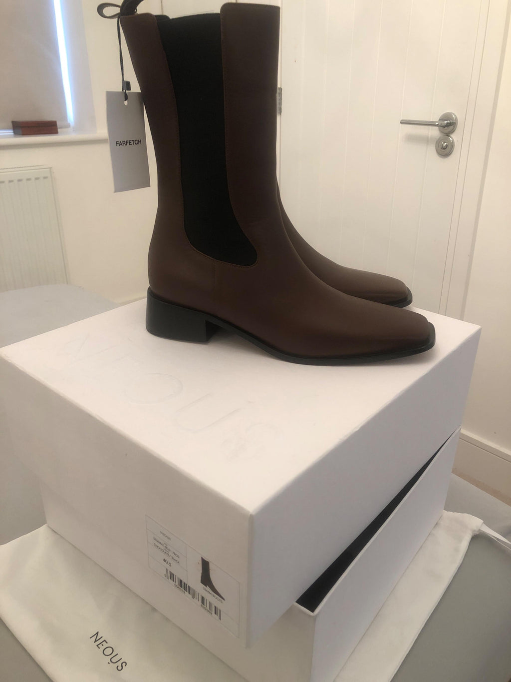 Neous Brown Leather Mid-Length Chelsea Boots