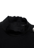 Balmain Black Metallic Ribbed Midi Dress with Silver Button Detail