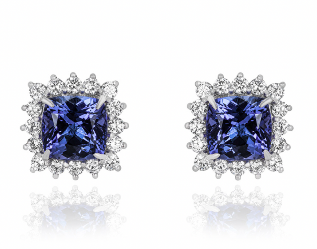 Platinum Set Diamond & Tanzanite Earrings