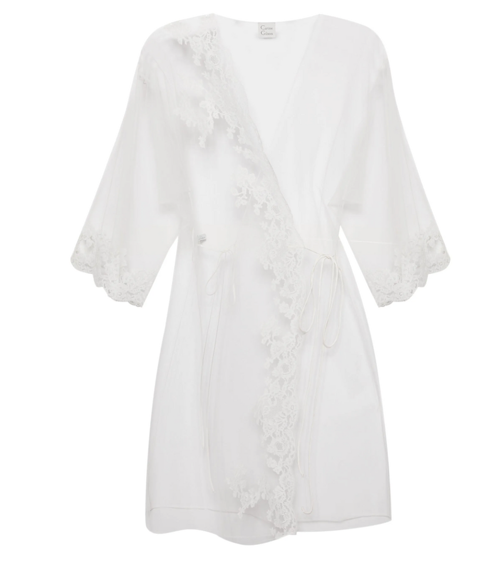 Carine Gilson Lace-Appliqué Sheer Kimono