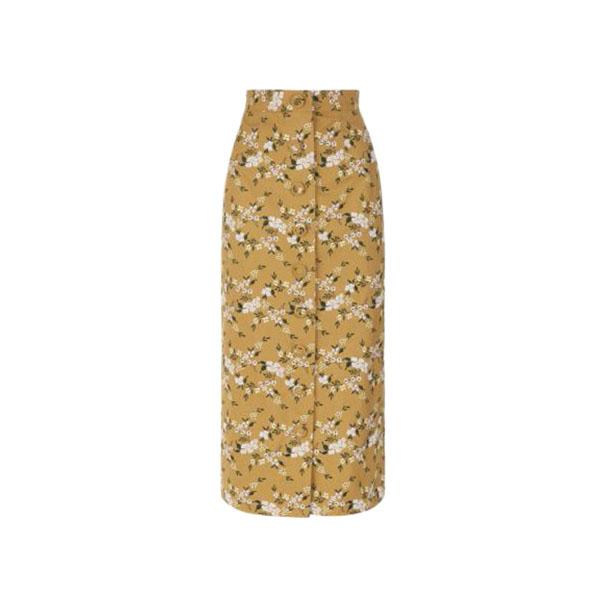 Erdem Floral Embroidered Gainor Button Down Skirt