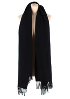Hermes Black Cashmere Tassel Scarf