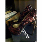 Dolce&Gabbana brown sequinned pumps