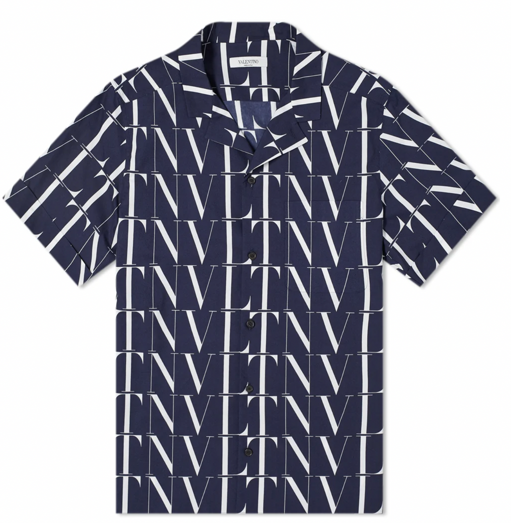 Navy & white cotton VLTN Vacation shirt