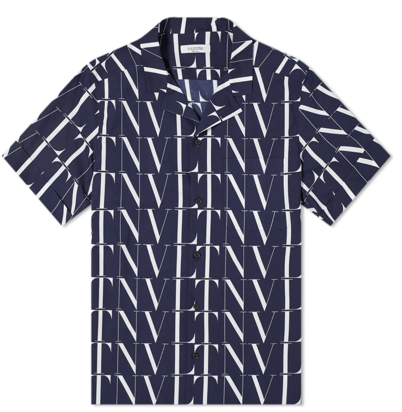 Navy & white cotton VLTN Vacation shirt