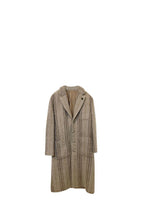 Beige Striped Wool Long Coat